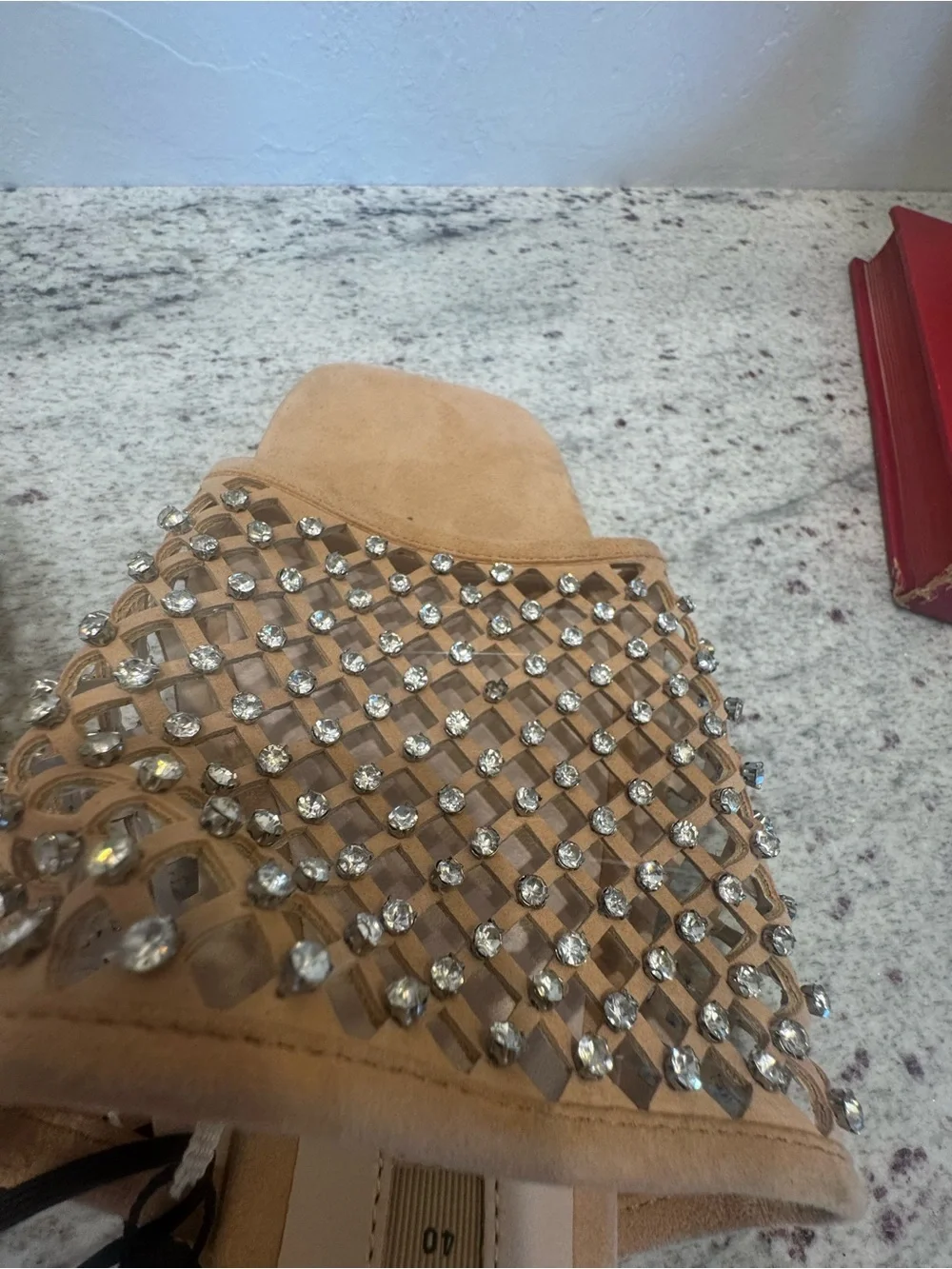 NWT Zara Beige Embellished Slide Sandals - Picture 4 of 7